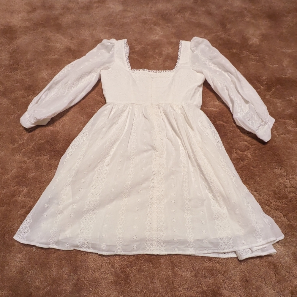 Pearl By Lela Rose White Mini Dress With Square Neck Size 6